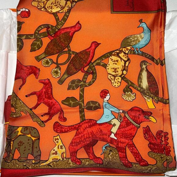 Hermes Carré 90 EARLY AMERICA Red Silk Scarf  Boxed NWT - Picture 14 of 16